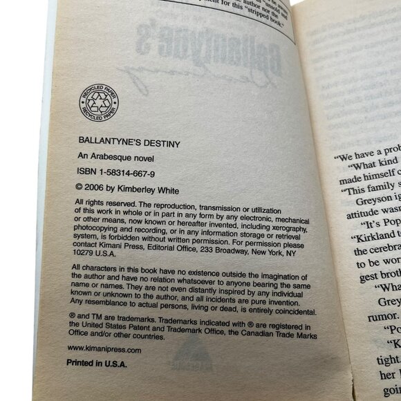 Ballantyne’s Destiny By Kimberley White 2006 Paperback Romance Novel - Picture 3 of 14